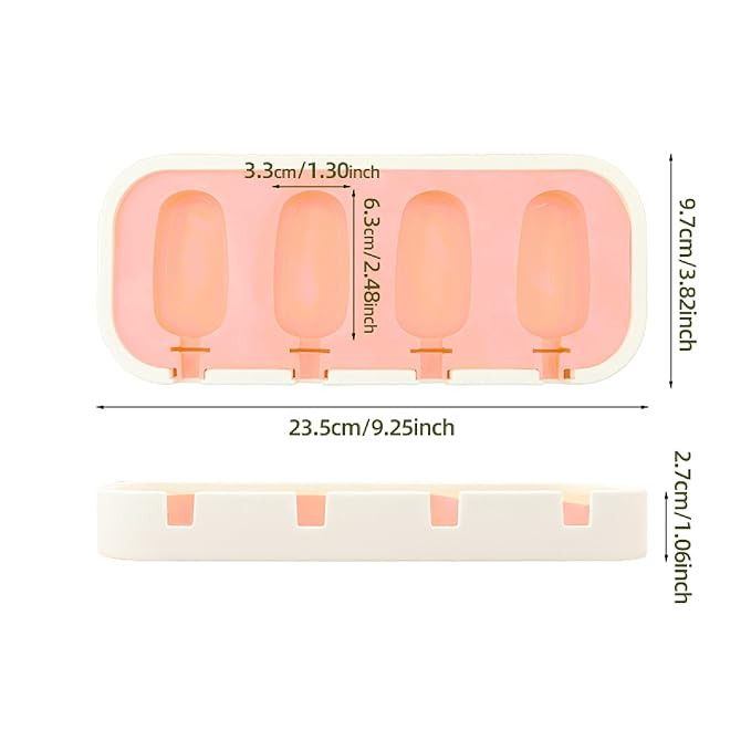 Stackable Mini Silicone Ice Cream Maker, Ice Cream Mould Set Kulfi Moulds Set Popsicle Mould Silicone, Kulfi Maker Set Ice Cream Makers Ice Cream Moulds for Freezer Ice Cream Maker (Pink)