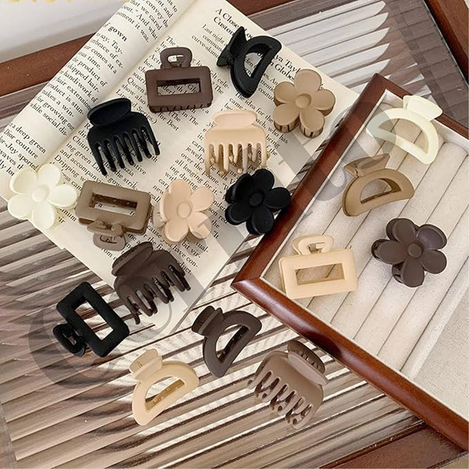 Cerrito Small Hair Claw Clips for Women & Girls – Matte Nonslip Clamps with Strong Hold for Thick & Thin Hair, Neutral Mini Hair Accessories for Everyday Styling (6 Pcs, Multicolor)