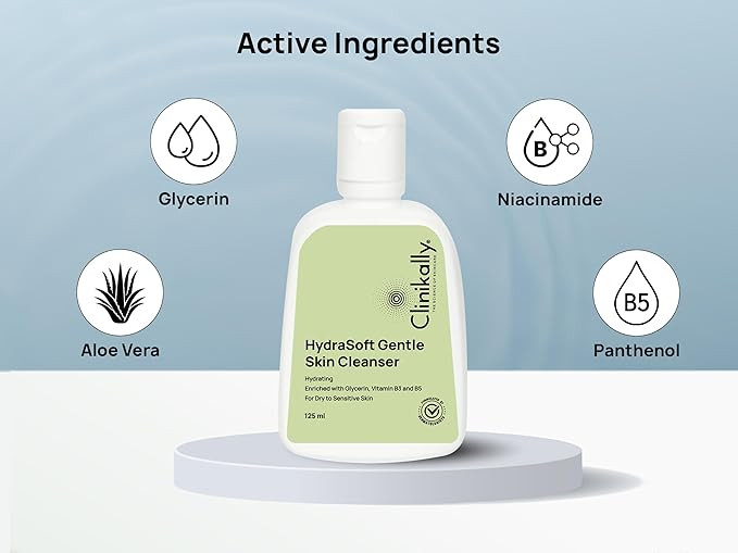 Clinikally HydraSoft Gentle Skin Cleanser | Hydrating, Non-Irritating and Non-Drying | Glycerin, Vitamin B3, B5 Enriched | 125 ml