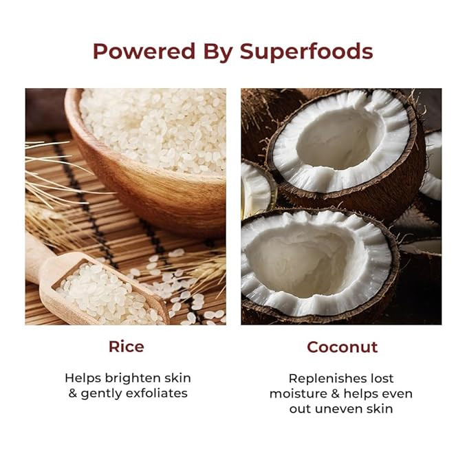 Naturali Radiant Glow Face Scrub With Rice & Coconut | Improves Skin Texture | Smoothens & Softens Skin | Paraben & Mineral Oil Free | 100g