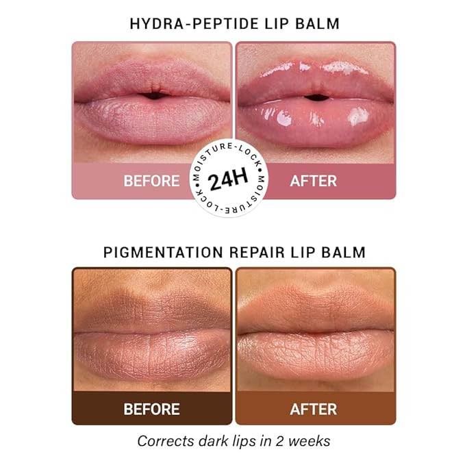 SEREKO Brighten & Hydrate AM-PM Lip balm Combo for Nourishes Chapped & Fades Dark Lips, Tinted & Non-Tinted Suitable Set for Men & Women With Coffee & Raspberry Flavor (Pack of 2)