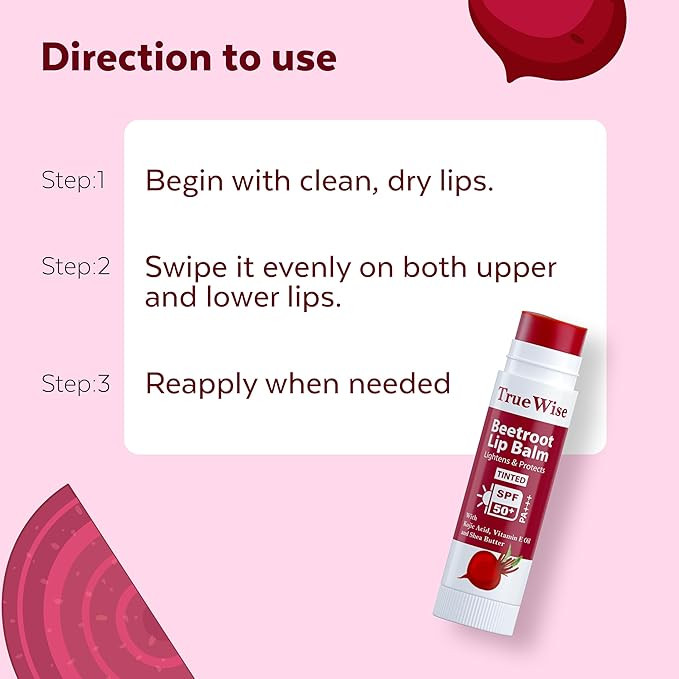 Tinted Lip Balm with SPF 50 PA+++ Brightening Beetroot Lip Balm For Dark Lips With Kojic Acid,Vitamin E, Soft, Glossy Lips- SPF lip balm for Women 5g