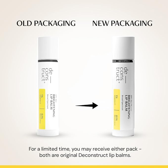 Deconstruct Brightening Lip Balm with SPF 30 | Vitamin C & Resorcinol | Moisturizes & Brightens Pigmented Lips | Murumuru Butter for Dry Lips | Lip Balm for Men & Women| 4g