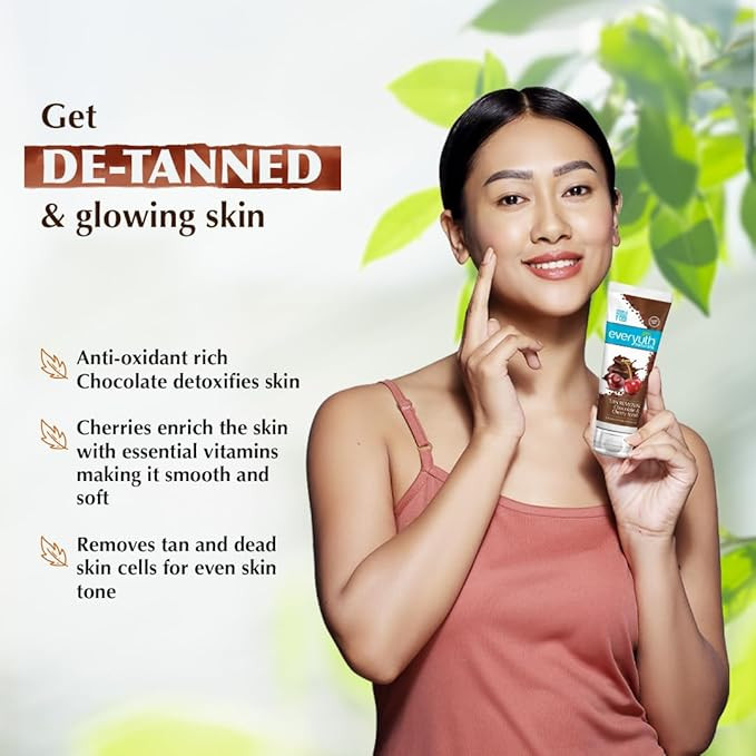 Everyuth Naturals Tan Removal Chocolate&Cherry Scrub|D Tan,Detoxify&Cleanse|Paraben Free|Antioxidant Choco&Multi-Vitamin Cherries|For Oily,Dry,Normal,Combination&Sensitive Skin - 100G (Pack Of 2)