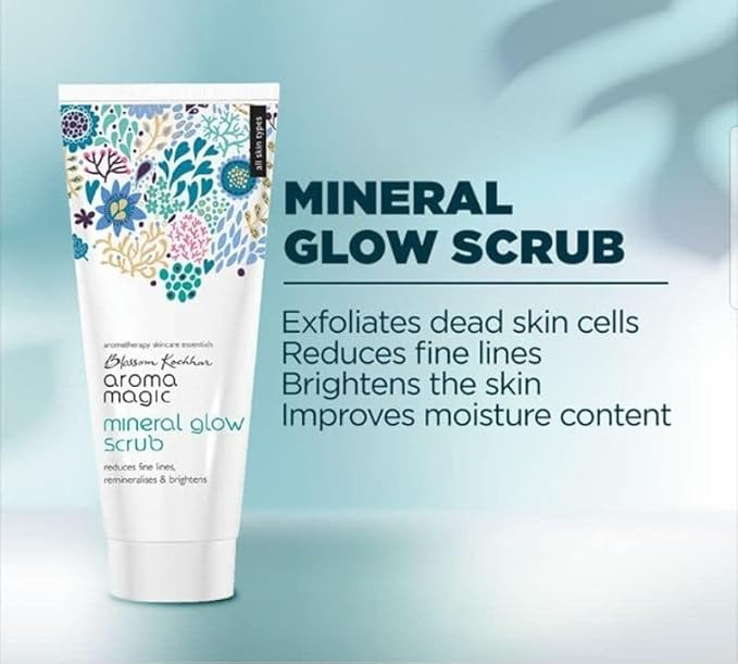 Aroma Magic Mineral Glow Scrub | Exfoliates, reduces fine lines, brightens & boosts hydration| With beeswax, vegetable glycerine, lavender, tea tree & rose essential oils| All Skin Type- 100ml