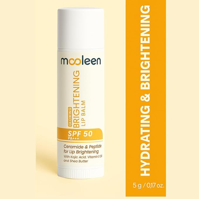 Brightening Lip Balm with SPF 50 PA+++| Glowy+Hydration | Kojic Acid & Ceramide Natural | Men & Women | 5g