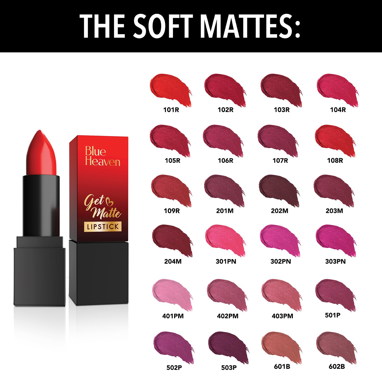 Blue Heaven Get Matte Lipstick, Long Lasting, Light Weight Lipsticks for Women, Moisturizing Matte Lipstick for Women - 203M, 4g