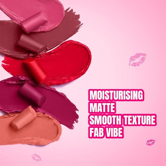 Elle 18 Color Pops Matte Lipstick, Pink Kiss, Moisturising Bullet Matte, with Vitamin E, Highly Pigmented, Infused with Jojoba Oil and Shea Butter | 4.3 g