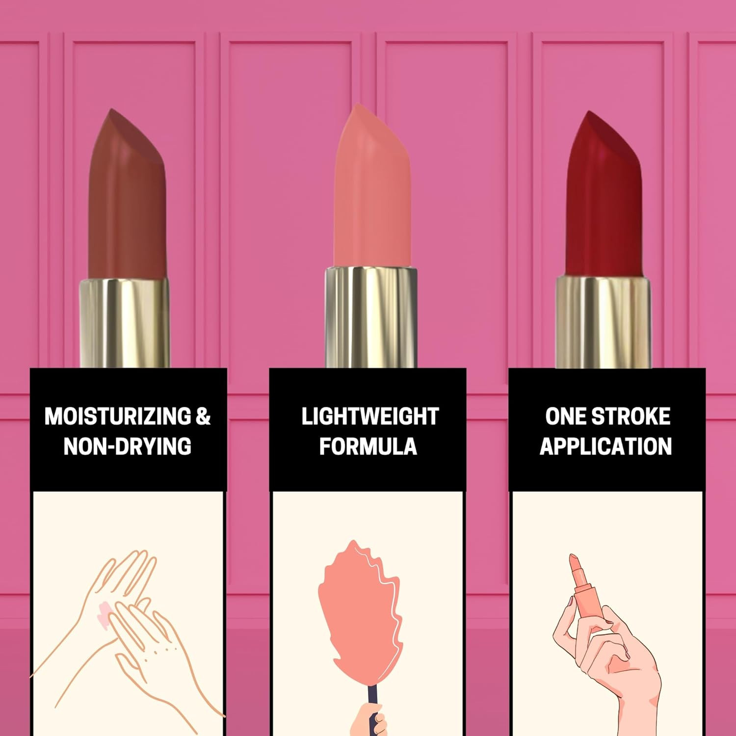 Suavis Matte Bullet Lipstick – Rose & Shine 101 | Creamy Matte Finish | Long Lasting 10H | Lightweight & Intense Colour | Enriched with Jojoba Oil & Vitamin E | 4GM