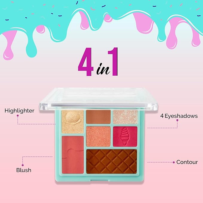 Glam21 Scoop Makeup Palette | Face Palette With Eyeshadow, Blusher, Contour and Highlighter | Mix of Mattes & Shimmers | Highly Pigmented | Travel-Friendly | All-in-One Kit | Chocolate Chip|15gm