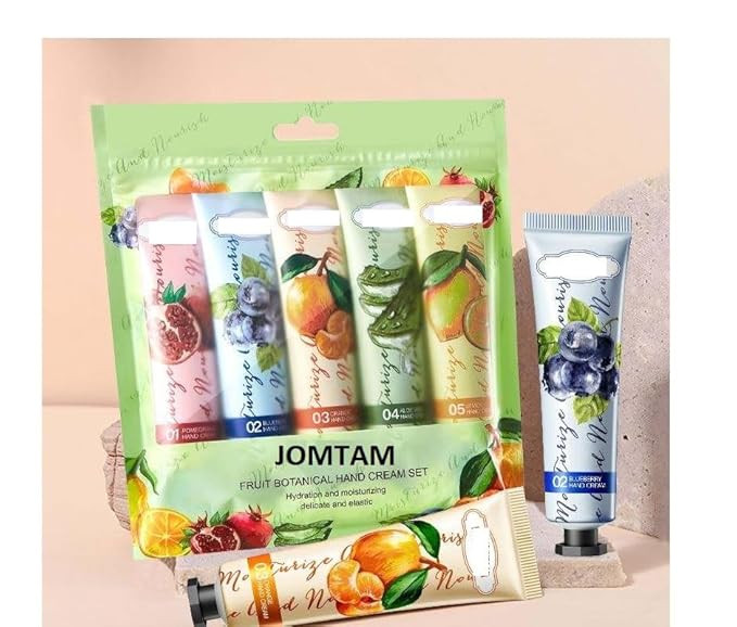 Fruit Botanical Hand Cream Set, 5 Piece Moisturizing Collection with Pomegranate, Blueberry, Orange, Aloe, Citrus Scents