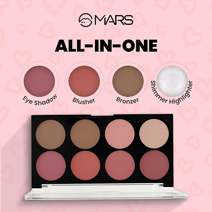 MARS Fantasy Face Palette with Blushes,Highlighters and Bronzer| Highly Pigmented & Long Lasting | Face Makeup Kit (20g) (Shade-01)