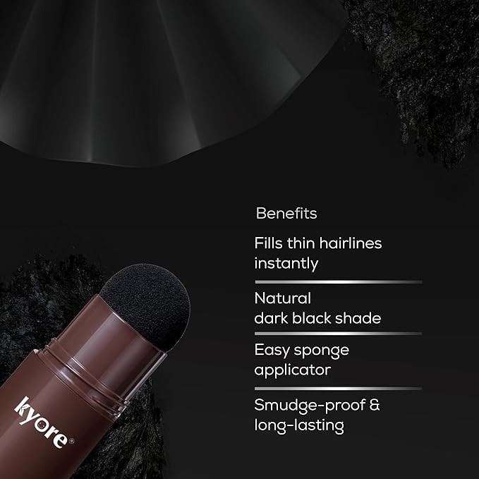 Instant Natural Hairline Colour Touch-Up Powder for Women & Men - Black | Hair Shading Sponge Pen, Hairline Shadow Powder Stick, Quick Hair Root Touch-Up Stick - Pack of 1