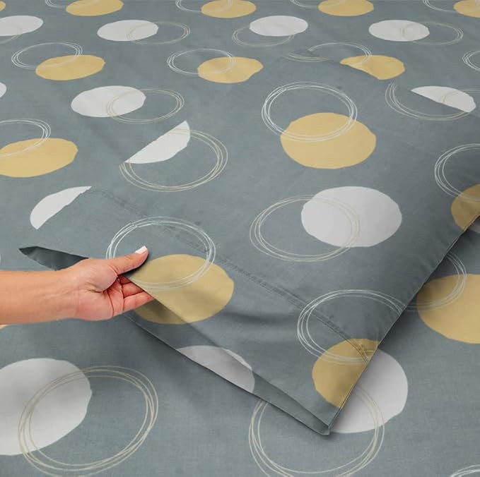 BSB HOME Cotton Pillow Cover/Case Set (2 Pcs) - 18"x28" inches, Grey&White, Floral, 150 Threads