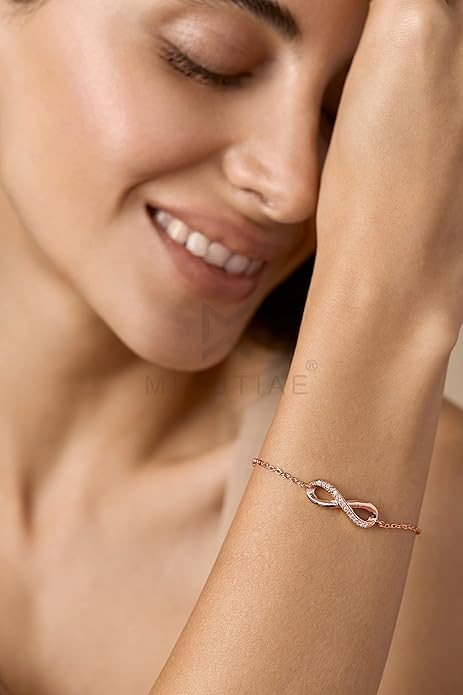 MINUTIAE Infinity Shape Crystals Cubic Zirconia Diamond Adjustable Bracelet for Women & Girls Jewelry for Gift