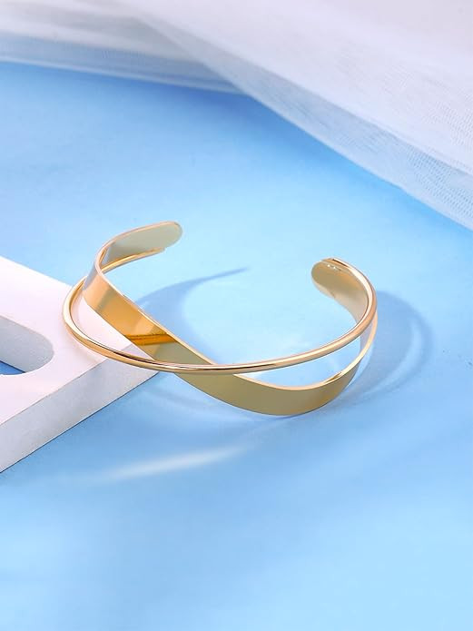 Yellow Chimes Elvora Bracelet for Women Fashion Golden Cuff Kadaa Bracelets for Girls | Twisted Gold Plated Hand Cuff Kadaa Bracelet | Birthday Gift For Girls and Women