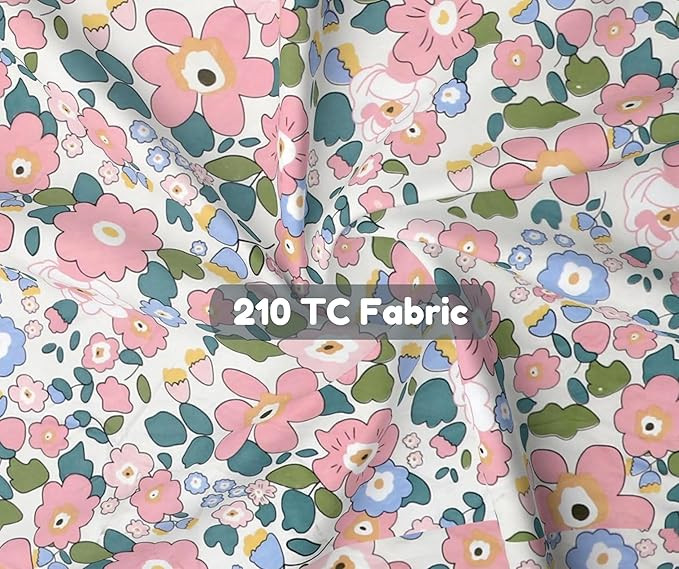 RD TREND® Glace Cotton Assorted Pillow Cover Set of 2 (4 Pcs) – Premium 210 TC, Standard Size 18"x28" | Soft & Breathable Floral Printed Design for Bedroom |Teal and Pink