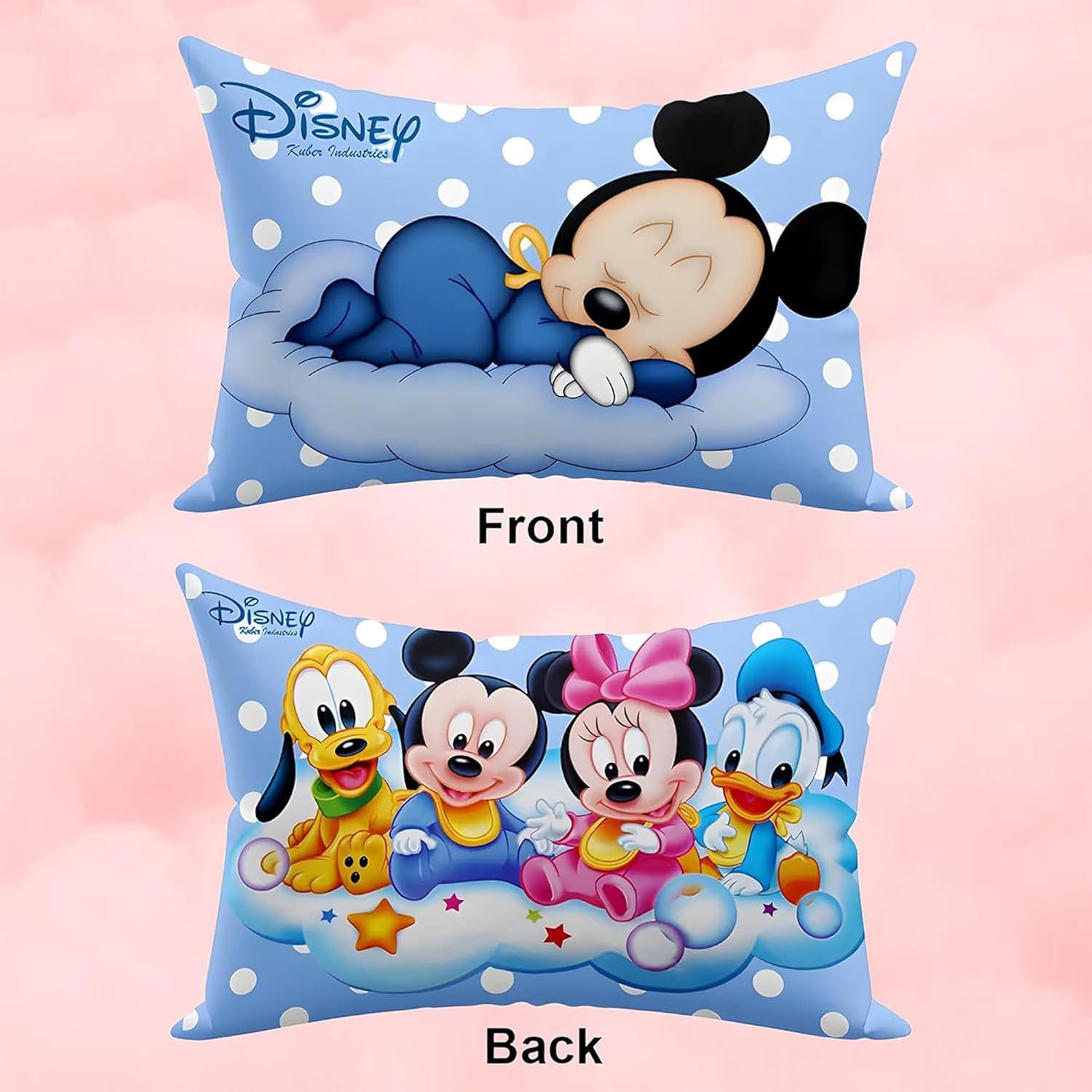 Kuber Industries 2 Pcs Kid's Disney Mickey Team Pillow for Sleeping | Cozy & Fluffy Super Soft Pillow | 12x18 Inches - Sky Blue