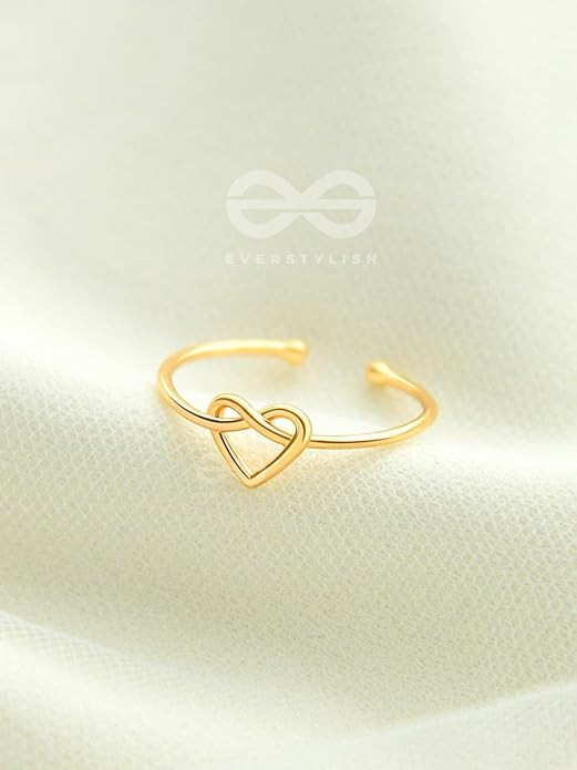 BY EVERSTYLISH Heart Adjustable Ring for Girls | K-Pop Inspired Open Design with Cute Detailing | Trendy Lightweight Jewelry for Women | Perfect for Everyday Wear and All Occasions