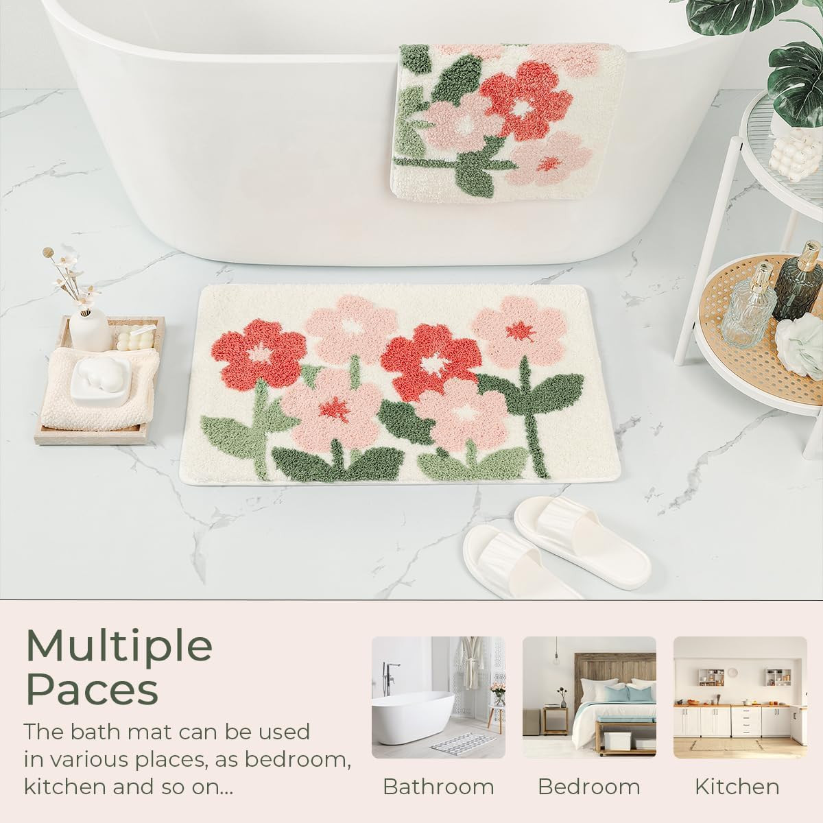 AAZEEM Mat Rugs Non-Slip Abstract Bath Rugs Cute Mat Washable for Tube |Rectangular Door Mat for Home |Drawingroom |Easy Clean Indoor and Outdoor Floor |Baby Pink