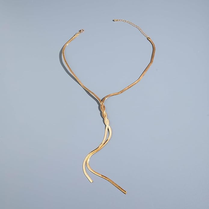 Shining Diva Fashion Latest Stylish Long Snake Chain Necklace for Women and Girls (16642np)