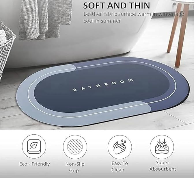 Doormat Quick-Dry Anti-Slip Bathroom Mat | Non-Slip Home Print Bathroom Mat | Water-Absorbing Rubber Doormat, for Home, Washroom, Office (Multicolor) (Pack of 2)