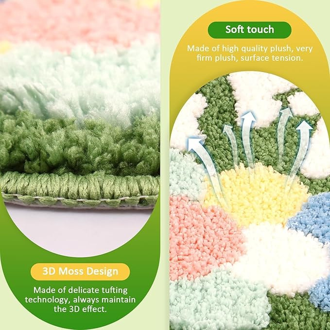 Roseate Happy Super Soft Anti-Skid (40x60 cm) Super Absorbent Mats Microfiber 2000 GSM Mat for Bathroom/Kitchen/Door Mats for Home/Floor Mat (Green) Pack of 1