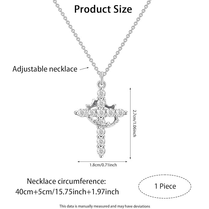 Cross Necklace for Women, Gift for Girls & Women | Waterproof & Anti-Tarnish Necklace, Stylish Pendant Necklaces, Fashionable Cross Pendant for Everyday Wear (Silvery)