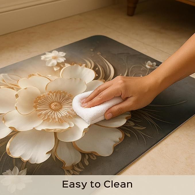 HomeStrap 3D Print Anti Skid Floor Mat | Door Mat for Home | Water Absorbent Mat for Bathroom, Bedroom, Entryway & Balcony | Soft, Odour-Free & Easy to Clean Floor Mat - Grey