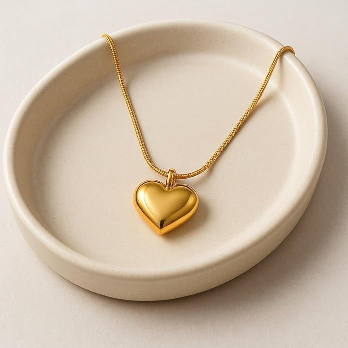 MEENAZ pendant necklace chain for women girls Love anti tarnish stainless steel gold stylish Neck Chain | Heart Locket | Modern Design | Birthday Gift Valentine| Aesthetic Jewellery | Accessories