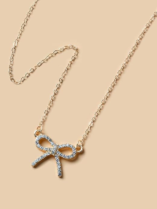 BY EVERSTYLISH Dainty Bow Pendant For Women | K-Pop Inspired Jewelry | Cute Gold Chain Necklace | Trendy Bow Charm Neckpiece For Girls | Everyday Wear