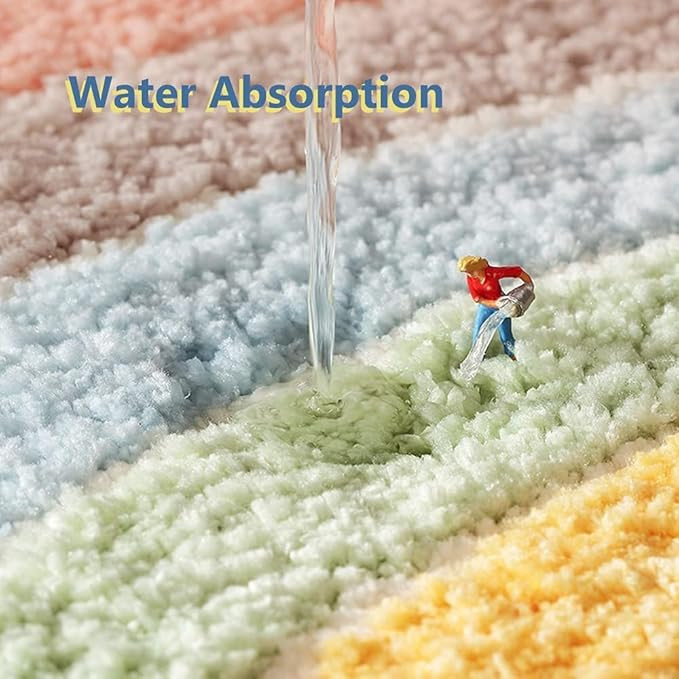 Roseate Rainbow Super Soft Anti Skid (40x60 cm) Microfibre 2000 GSM Bath Mat Super Absorbent Mats for Bathroom/Bedroom/Kitchen/Door Mat/Floor Mat (Multicolour) Pack of 1