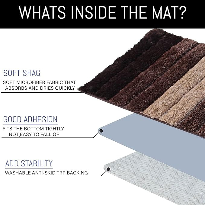 Presenting Microfibre Multicolor Anti Skid Bath mat for Bathroom, Anti Slip Bath mat & Door Mat for Bathroom, Living Room, Kitchen, Drawing Room Non Slip 40 X 60 CM (Beige & Brown)