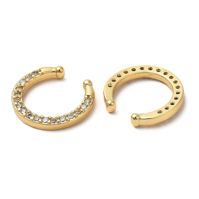 Via Mazzini Golden Metal Non-Piercing Septum Hanger Nose Ring for Women -1 Pair