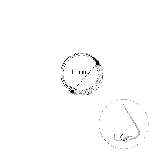 Via Mazzini No-Tarnish No-Rusting 'Diamond Dazzle' Multi-use Clip-On Septum Ring/Nose Ring/Hoop Earrings For Women And Girls (NR05141) 1 Pair