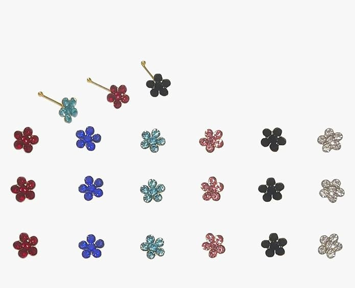 Seven Stone Floral Multicolor Nose pin | Nose studs for Girls and Women