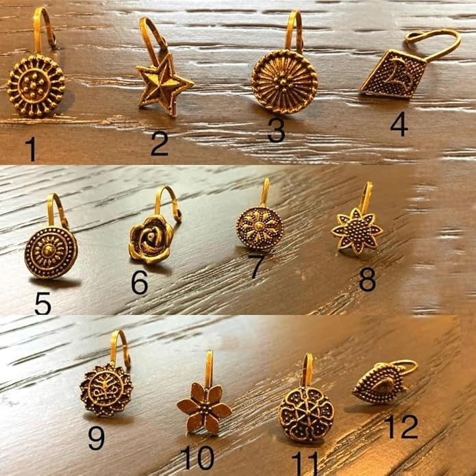 VAMA FASHIONS Clip On Pressing Oxdised Gold Nose Pin without piercing Press Nose Rings for Women