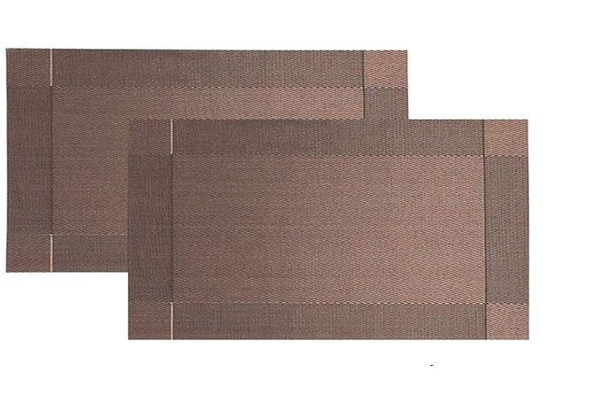 P-Plus International Washable PVC Vinyl Heat Resistant Dinner Table Mats Placement Easy to Wash Cleaning Both Side Usable (Set of 2, Brown)