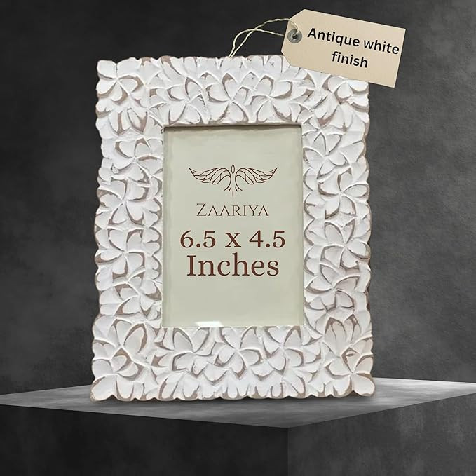 Photo Frame 6.5 x 4.5 Inches | With Wall Mount and Stand | Picture Display for Wall Hanging, Shelf, Mantle, Gifting & Home Decor - Antique White Finish - Pack of 1