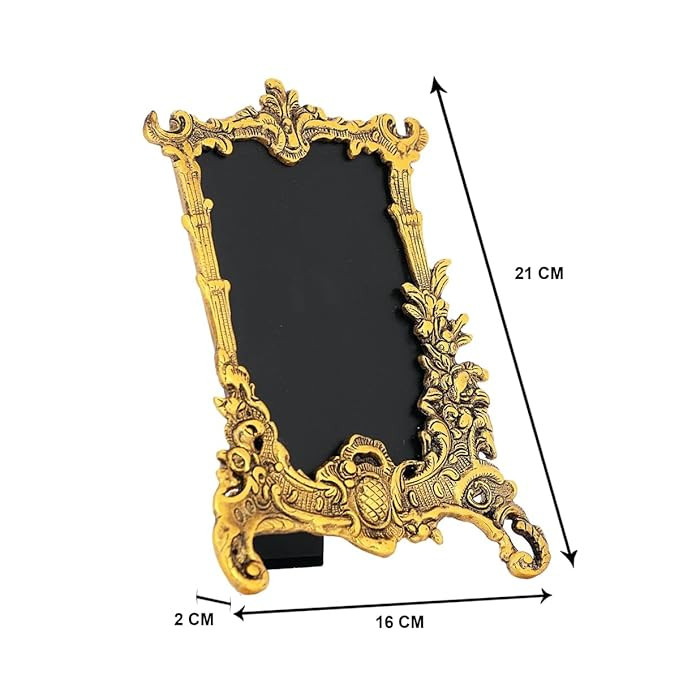Vintage Baroque Style Tabletop Rectangular Photo Frame, Gold Decorative Table Frame, 21 x 16 cm