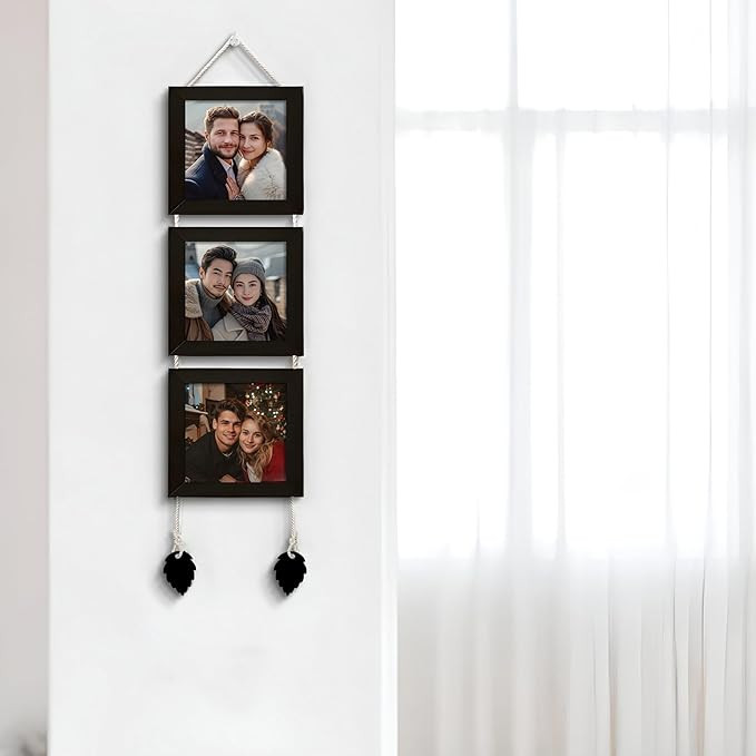 Art Street Photo Frame For Wall Set Wall Hanging Picture, Photo Frame For Home and Office Decoration (Set of 3, 5x5 Inch - Black)