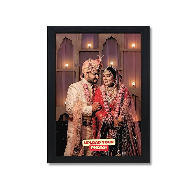 Customized Photo Frame with Single Photo Upload – Multiple Size Options for customised Gift & Home Décor, 1 Inch Black Frame (6x8, 10x8, 12x8 - A4 Size Photo frame)