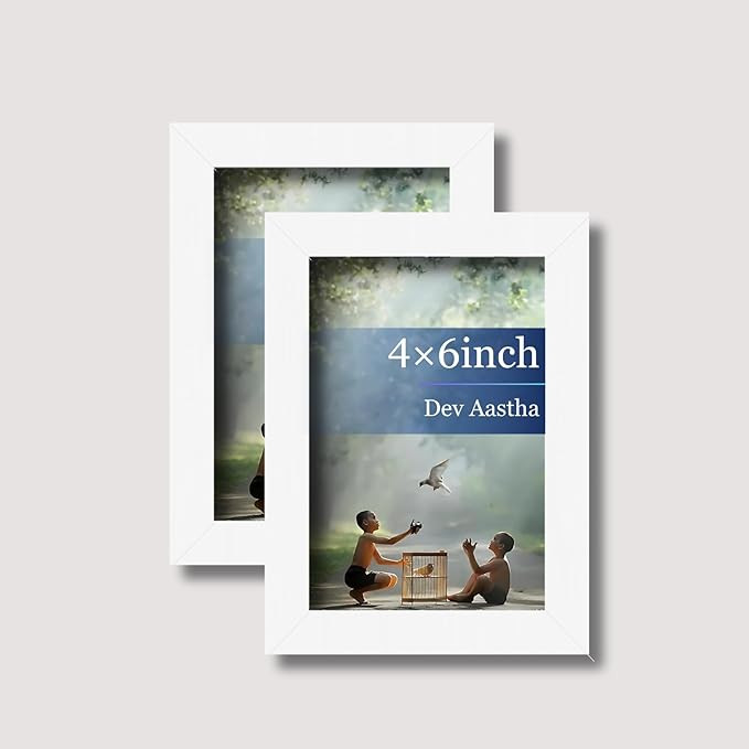 White Wall Hanging Photo Frame Set | Pack of 2 – Size 4x6 inch | Rectangular Frames with Plexi Glass for Wall Mount | Ideal for Home & Office Décor & Gifting