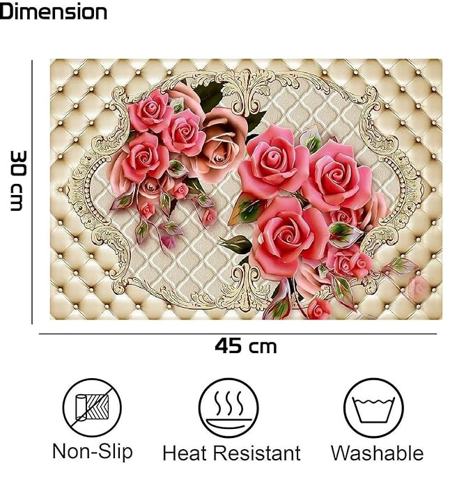 REVEXO Placemats Set of 6 Pcs, Heat Resistant, Washable PVC, Placemats for Dining Table, Non-Slip Stain Resistant Kitchen Table Placemats Easy to Clean. REV113