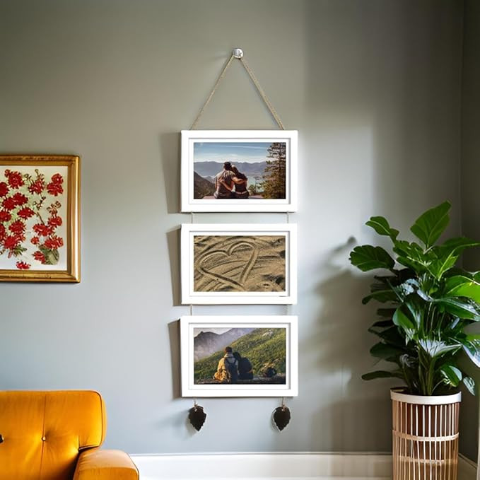Photo Frame Set | Rectangular Photo Frames For wall | Wooden Frames For Wall Decoration | White Photo Frames | Pictures Frame For Home & Office Decor | Perfect For Gifts | Pack- 3, Size-5*7