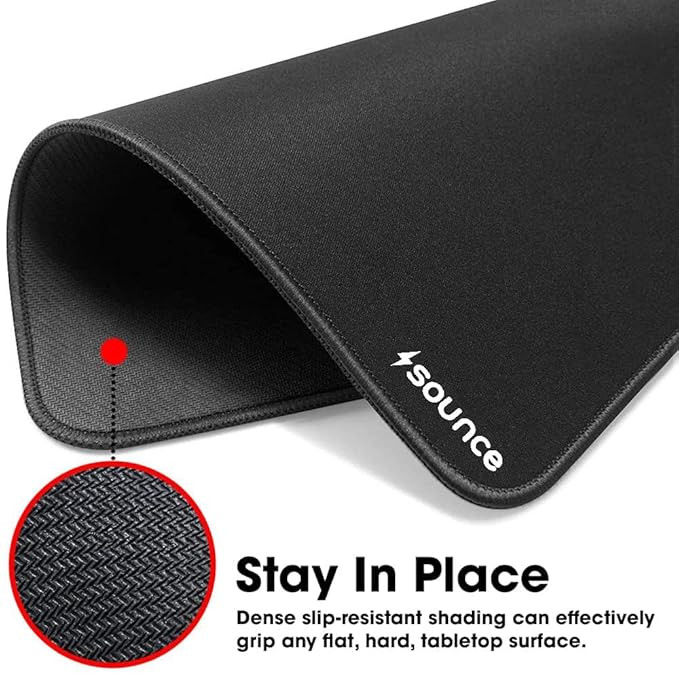 Sounce Mouse Pad (Pack of 2) 230 x 190 x 2mm, Durable & Smooth Surface, Non-Slip Rubber Base, Waterproof Design, Ideal for Laptop, PC, Laser & Optical Mice (Black)