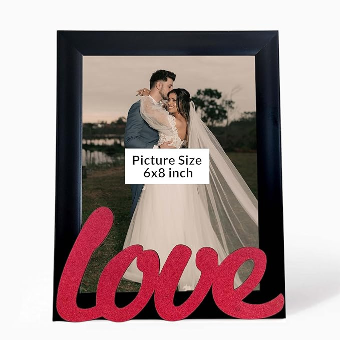Art Street Decorative Table Photo Frames Love Theme Black and Red Color Table Photo Frame for Home Decor Living Room Decoration, Valentine Day Gift (6x8 Inch, Black and Red)