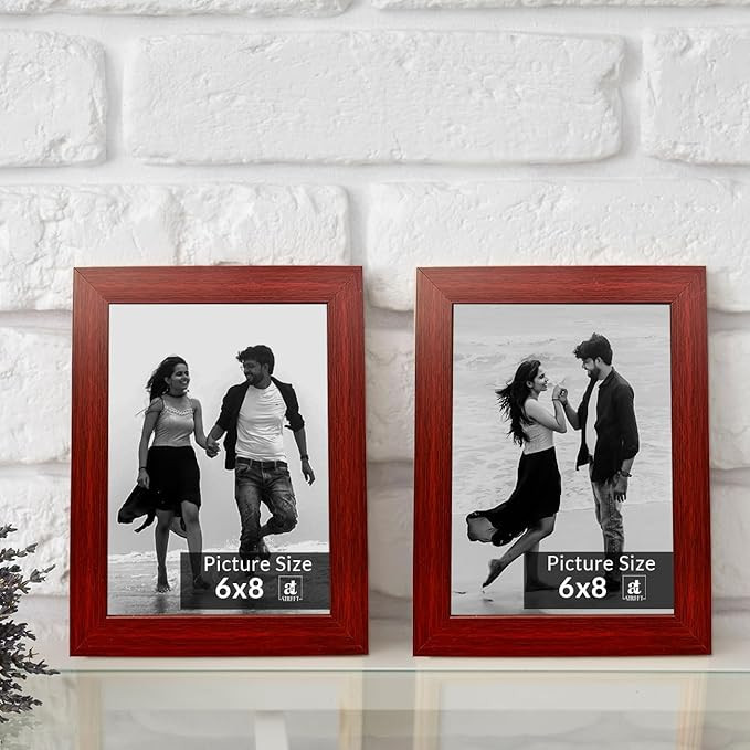Art Street Photo Frame for Wall and Table Set of 2, Synthetic Wood Wall and Table Photo Frame for Home and Office Decor (Brown, 4x6 and 6x8 inch)