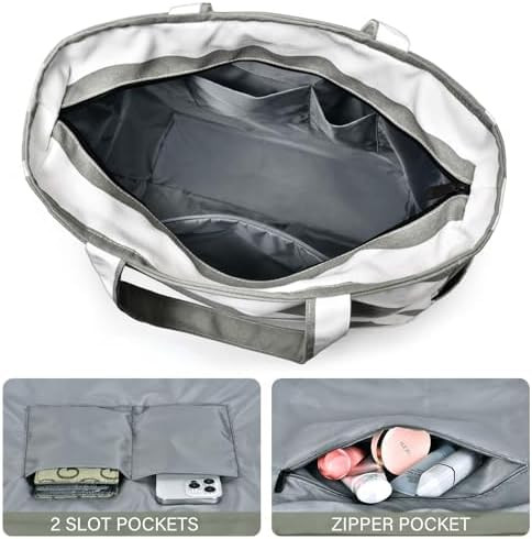 hirTa Elp Teacher Tote Bag for Women Office Work Multipurpose Shoulder Handbag with Zipper Pocket Travel Grocery Beach Hobo Bag Waterproof Sandproof Lightweight Pool (Bolt Light Grey)