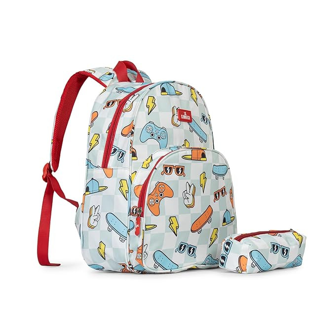 THE CLOWNFISH Cosmic Critters Series Printed Polyester 15 Litres Kids Backpack School Bag with Free Pencil Staionery Pouch Daypack Picnic Bag for Tiny Tots Of Age 5-7 Years